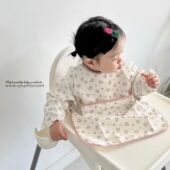 upupfour自制韩国宝宝吃饭罩衣防水围兜儿童长袖 婴幼儿防脏反穿衣