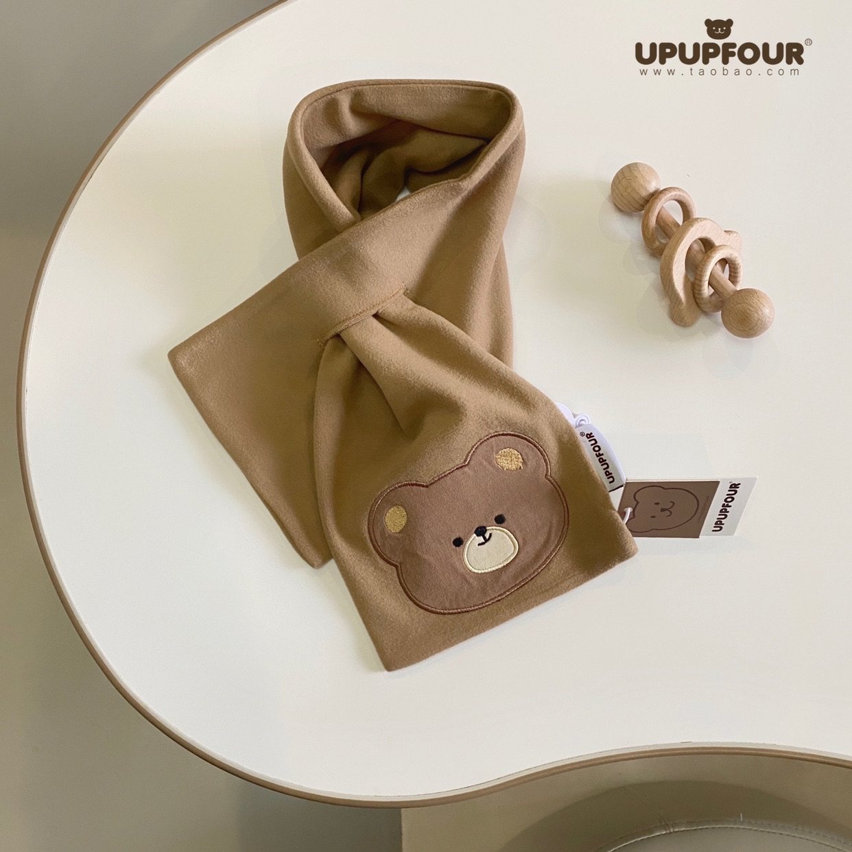 UPUPFOUR 수출 INS 곰 어린이 독일 벨벳 따뜻한 스카프  가을 겨울 스카프 소년과 소녀 방풍