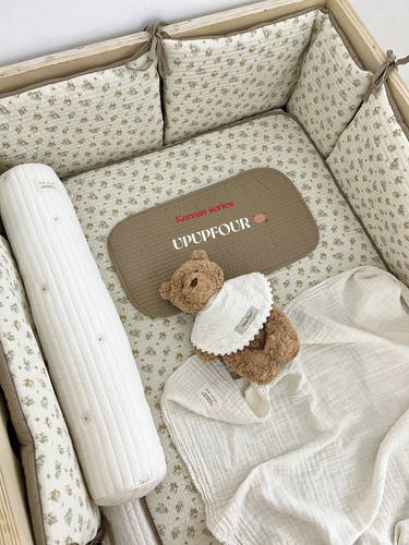 upupfour韩国进口纯棉婴儿床笠绗缝宝宝纯棉床单床垫罩A类四季款