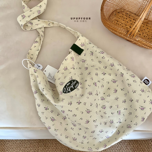 upupfour「小春日和」韩国设计师原创大容量纯棉碎花单肩斜挎布包