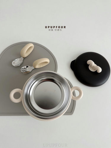 upupfour出口宝宝保温辅食碗吸盘式注水保温碗316不锈钢儿童餐具
