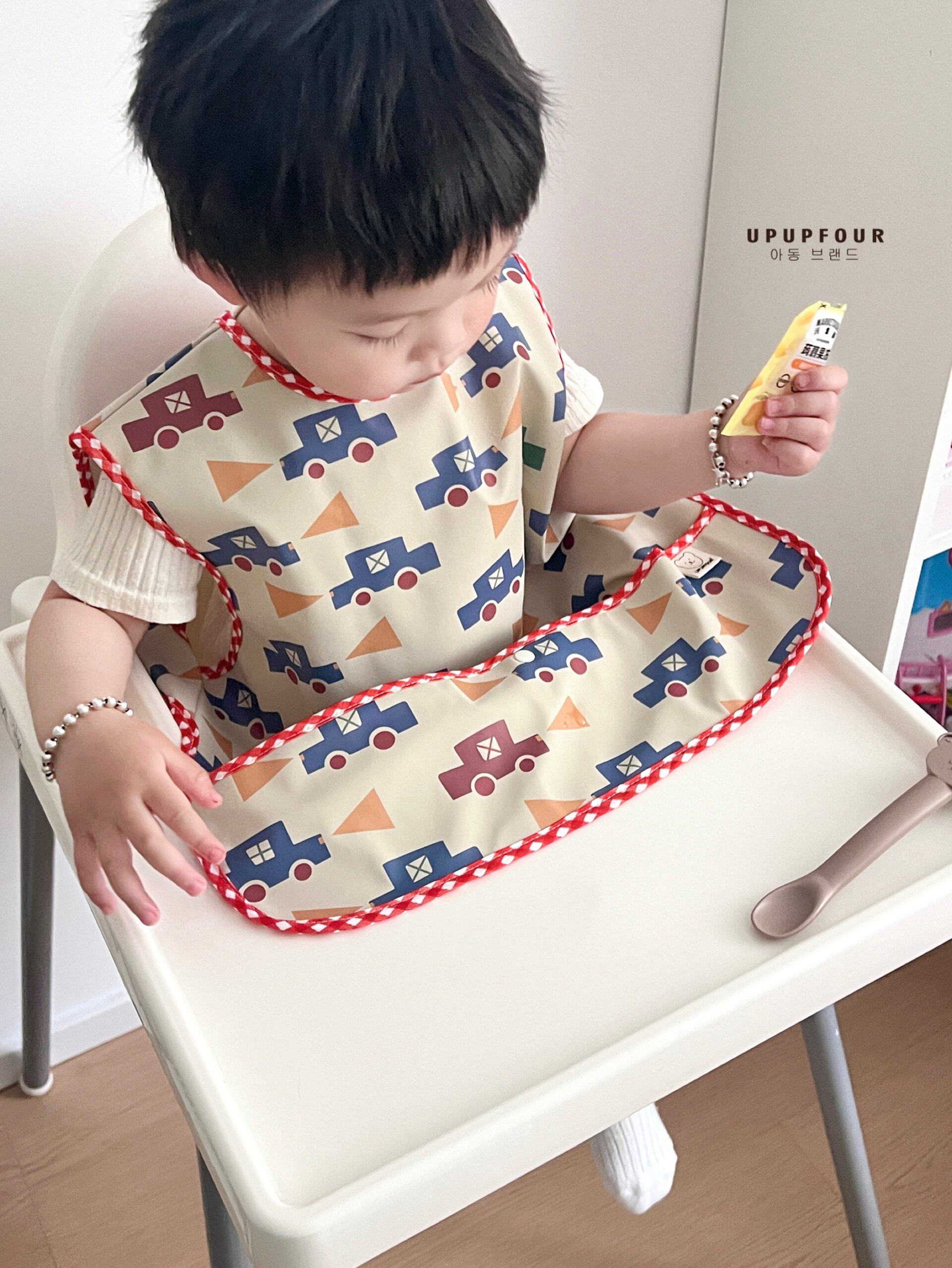 upupfour夏季韩国宝宝吃饭罩衣防水围兜儿童婴幼儿短袖防脏反穿衣图片