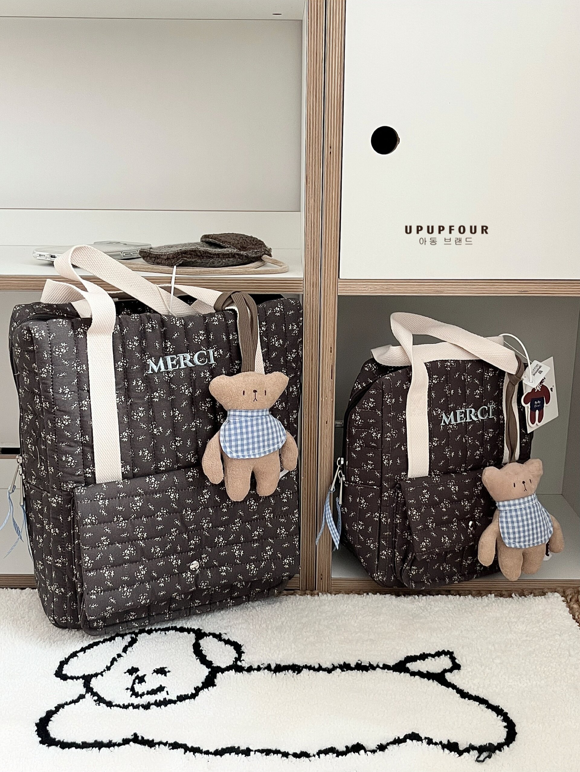 upupfour「米兜小熊」妈咪包韩国设计师原创卡通大容量绗缝妈咪包