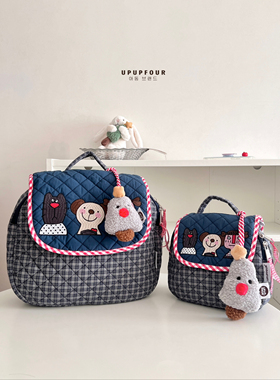 upupfour「斯顿学院」韩国设计师原创卡通纯棉绗缝妈咪包亲子包