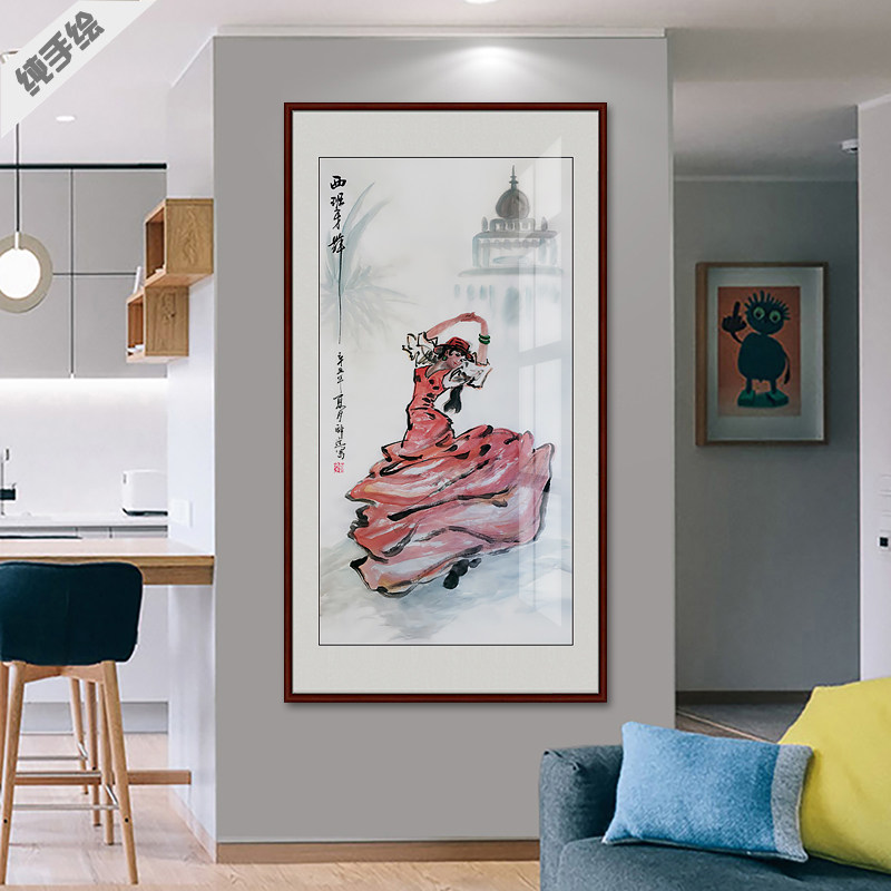 纯手绘纯手工中国画房间挂画过道酒店写意仿杨之光舞蹈人物女舞者