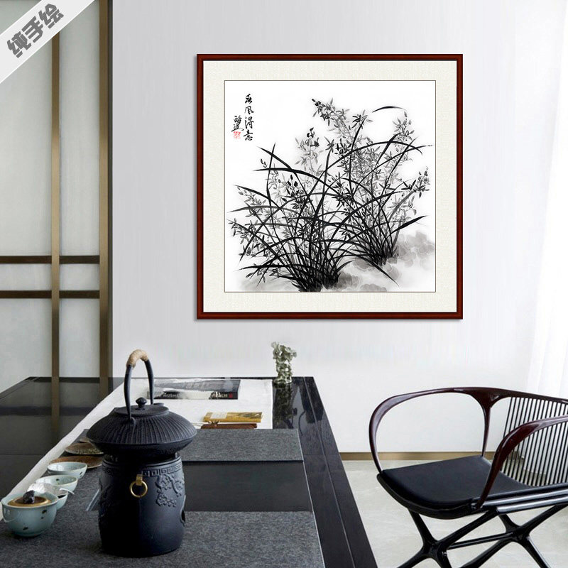 手工茶社酒店写意小品兰花中国画