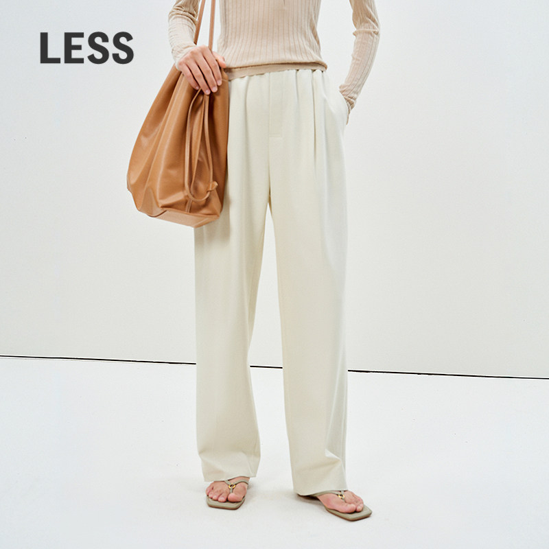 LESS宽松直筒抽绳长裤女含绵羊毛