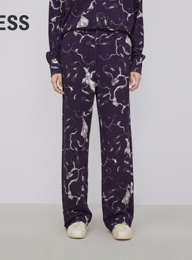 LESS棉质提花卫裤云龙纹独特艺术感混彩直筒休闲裤2O1E13950