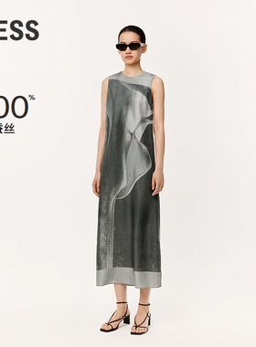 【精工系列】LESS拓印无袖连衣裙女桑蚕真丝气质背心裙2O3G13730