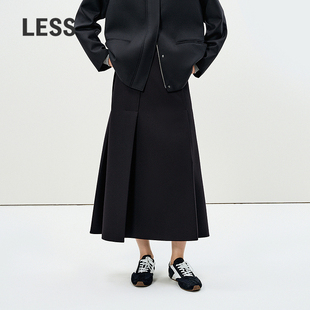 LESS春挺阔通勤职场气质腰裙简约A字绵羊毛西装 半身长裙2P1D21400
