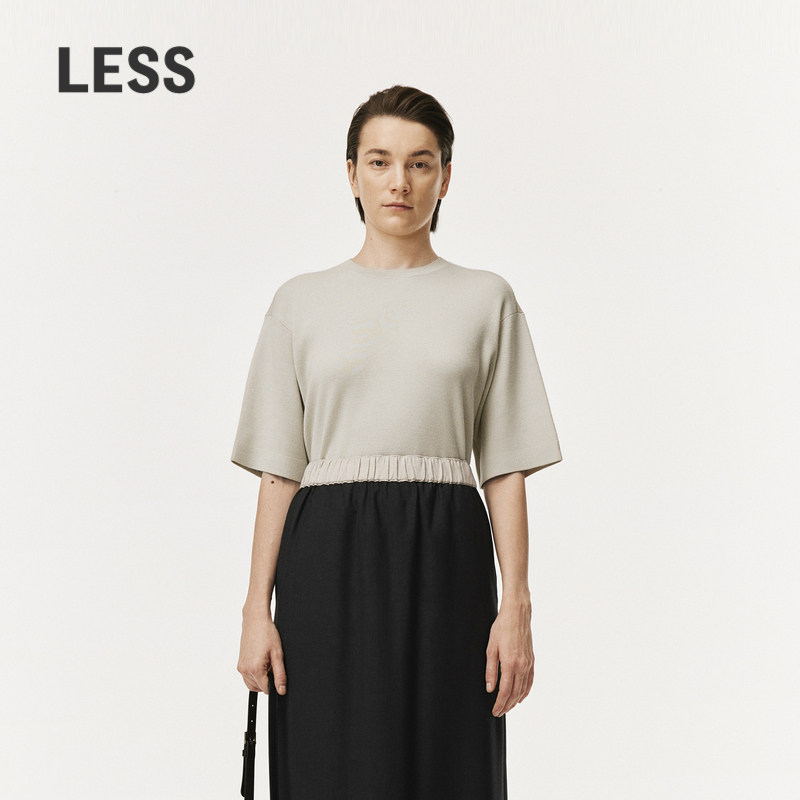 【0压系列】LESS春短袖纯色基础简约通勤毛针织衫2O2313340