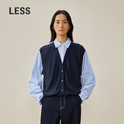 【商场同款】LESS2026年秋新款翻领棉质直筒长袖衬衫2Q9316970