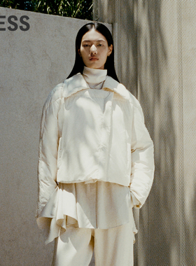 LESS冬季翻领简约白鸭绒翻领短款羽绒服女2N0C12760