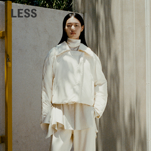 LESS冬季 羽绒服女2N0C12760 翻领简约白鸭绒翻领短款