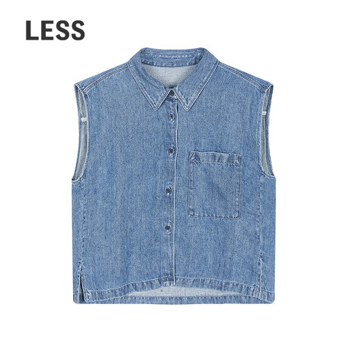 LESS休闲无袖牛仔衬衫