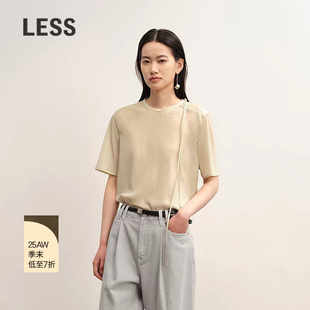【商场同款】LESS2025秋新款桑蚕丝垂感短袖套头上衣女2P7215720