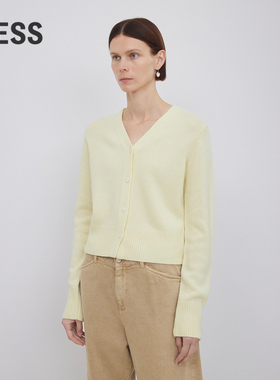 【0压系列】LESS春秋绵羊毛针织衫女休闲V领开衫含羊绒2N9311550