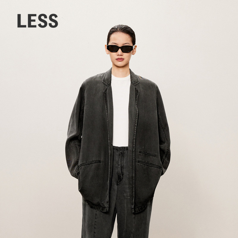 LESS做旧复古莱赛尔牛仔夹克外套图片