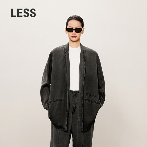 LESS做旧复古莱赛尔牛仔夹克外套