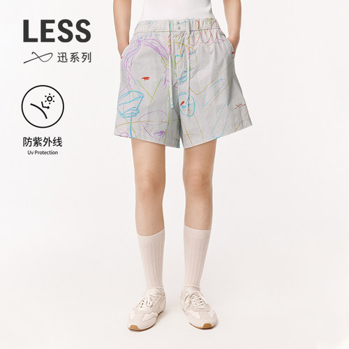 【迅系列】LESS夏季印花中腰运动短裤UPF100+防晒休闲裤2O4E13540