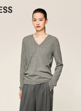 【0压系列】LESS修身V领薄针织衫女亲肤长袖套头羊绒衫2O0313120