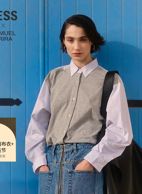 【SAMUEL系列】LESS春简约宽松气质上衣全棉拼接衬衫女2P2210180