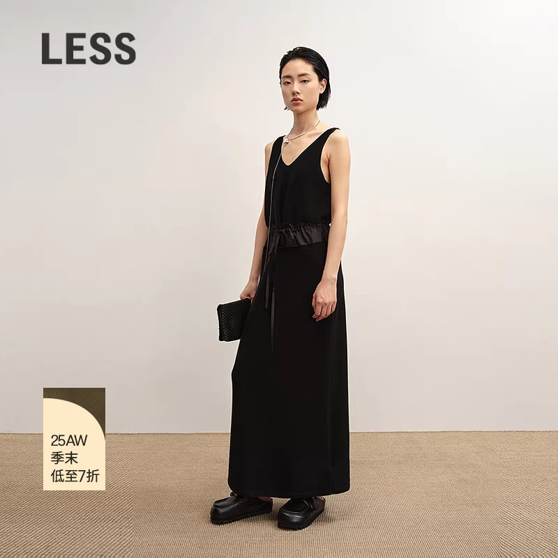 【商场同款】LESS2025年秋新款收腰拼接针织吊带连衣裙2P7