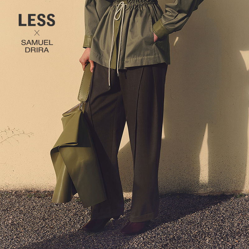 LESS休闲高腰职场直筒锥形裤子