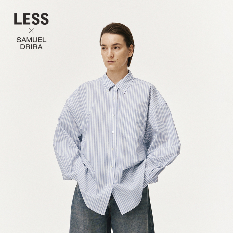 LESS100%棉宽松长袖衬衫