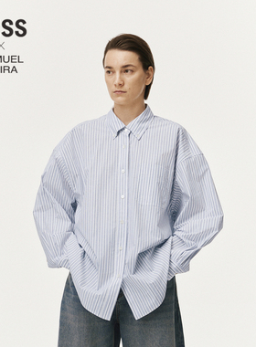 【LESSxSamuel】春季全棉经典条纹宽松oversize长袖衬衫2O2212710