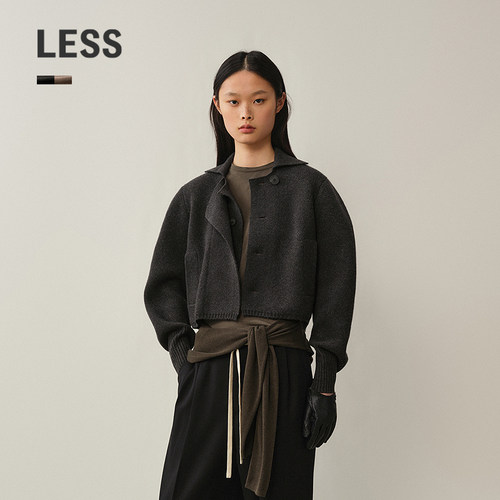 LESS短款开襟羊绒针织衫