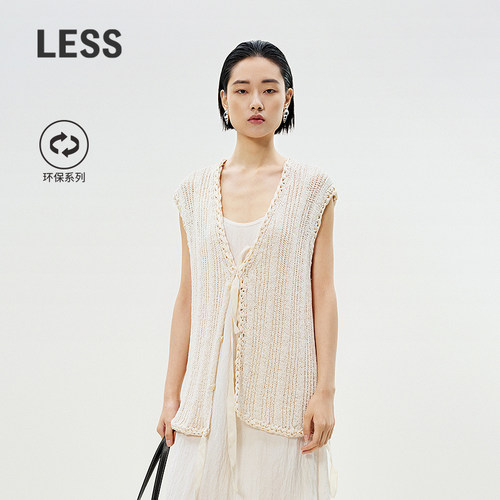 LESS夏日V领针织马甲背心女