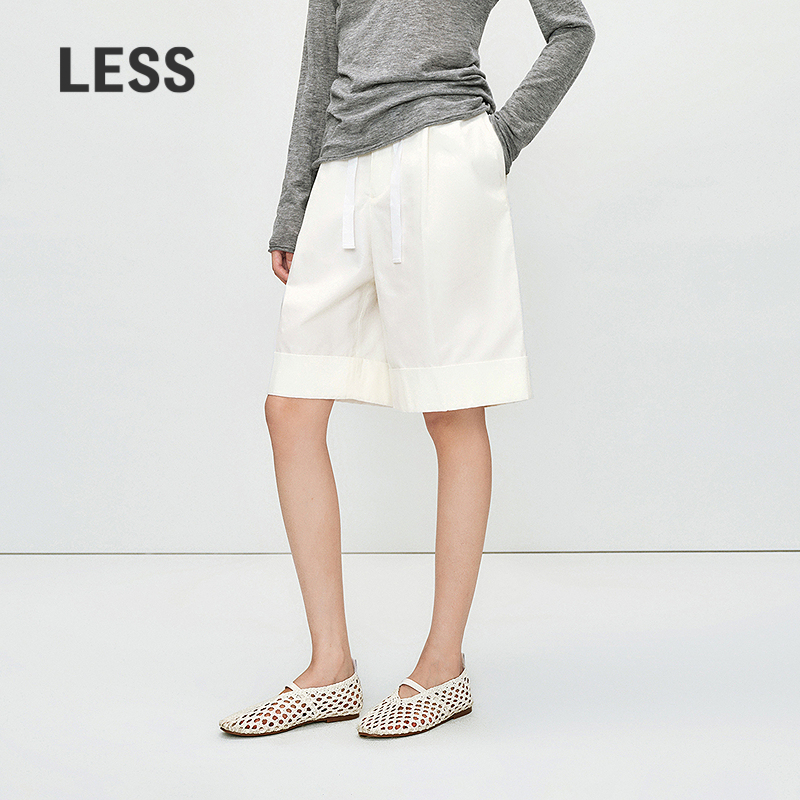 LESS纯色全棉休闲直筒中裤