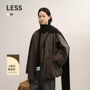 LESS冬简约休闲廓形抽绳下摆假两件宽松棉衣外套女2PAB15660
