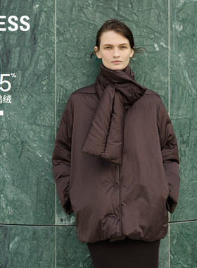 【商场同款/白鹅绒】LESS2025冬新款缎面围巾围裹羽绒服2PAC15780