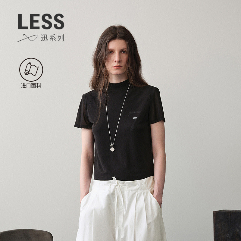 LESS小半领休闲纯色T恤图片