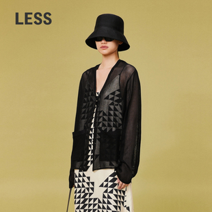 针织衫 慵懒风镂空外搭长袖 2O4313300 女宽松薄款 LESS空调罩衫