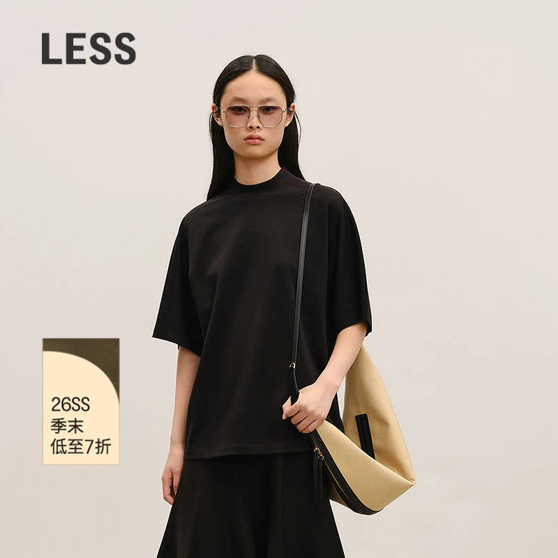LESS休闲长绒棉半高领T恤图片