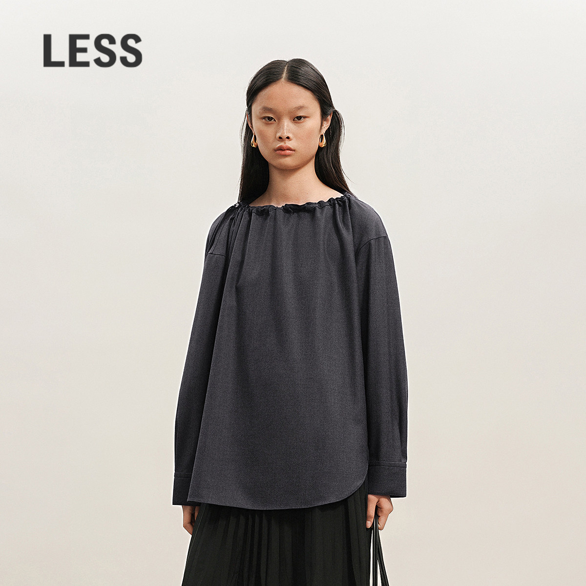LESS通勤绵羊毛宽松衬衫图片