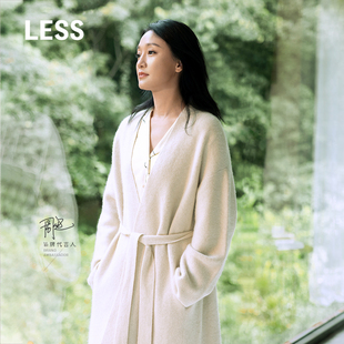 V领白牦牛绒质感慵懒长款 周迅同款 LESS春季 2O1310530 针织开衫