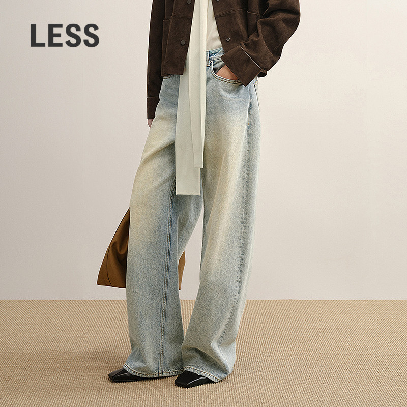 LESS复古水洗香蕉牛仔裤女图片