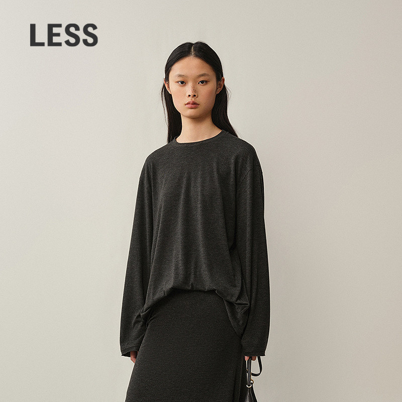 LESS慵懒宽松长袖T恤女图片