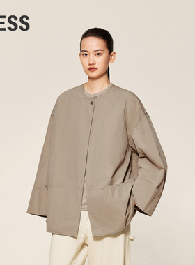 LESS春秋一粒扣夹克女休闲宽松无领极简百搭廓形外套2O061472H