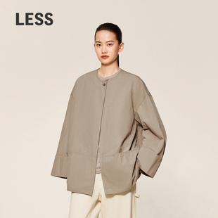 LESS春秋一粒扣夹克女休闲宽松无领极简百搭廓形外套2O061472H