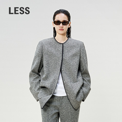 LESS新款优雅小香风无领西服外套