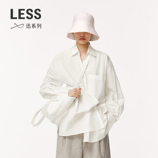 女斜襟设计感个性 LESS棉质白色衬衫 宽松衬衣2O4212740 迅系列
