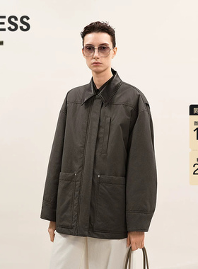 LESS冬休闲巴恩风工装复古翻领白鸭绒羽绒服2PBC1519H