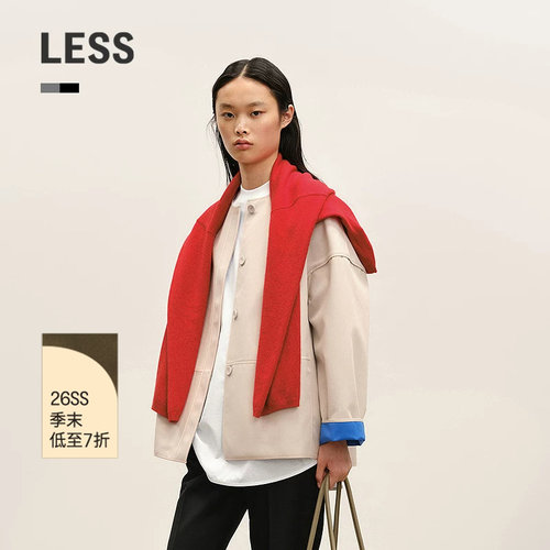 【商场同款】LESS2026年春新款无领宽松直筒长袖夹克2Q2613790