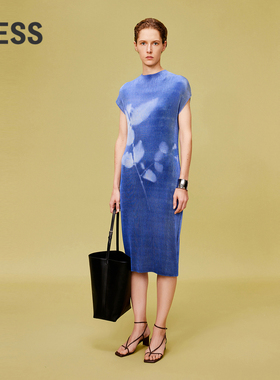 【精工系列】LESS夏季气质设计感印花压褶无袖连衣裙2O5G11480