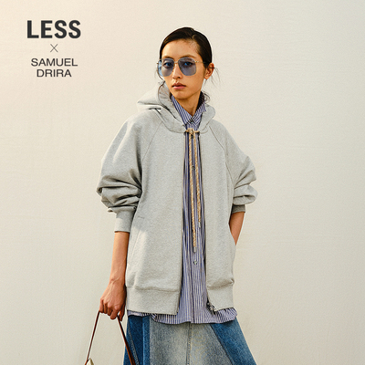 LESS插肩袖连帽拉链卫衣